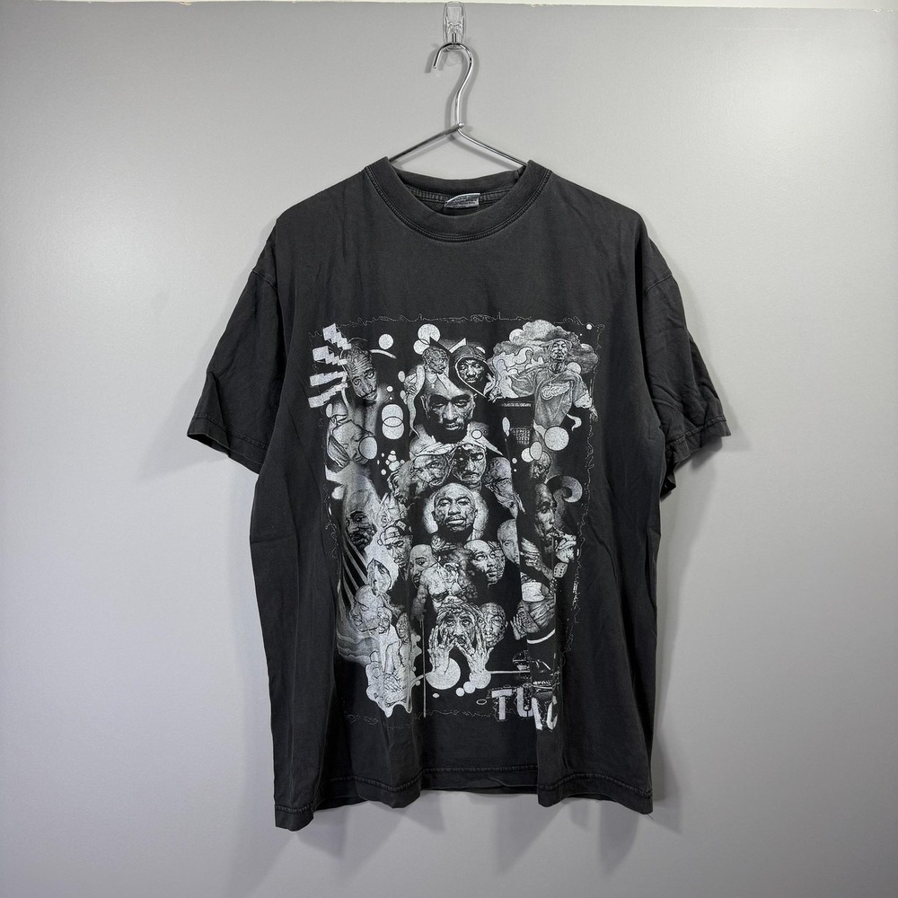 Tupac Shirt Mens XL Black Phat Dog Collage Graphic Rap Hip Hop Music T-Shirt Tee